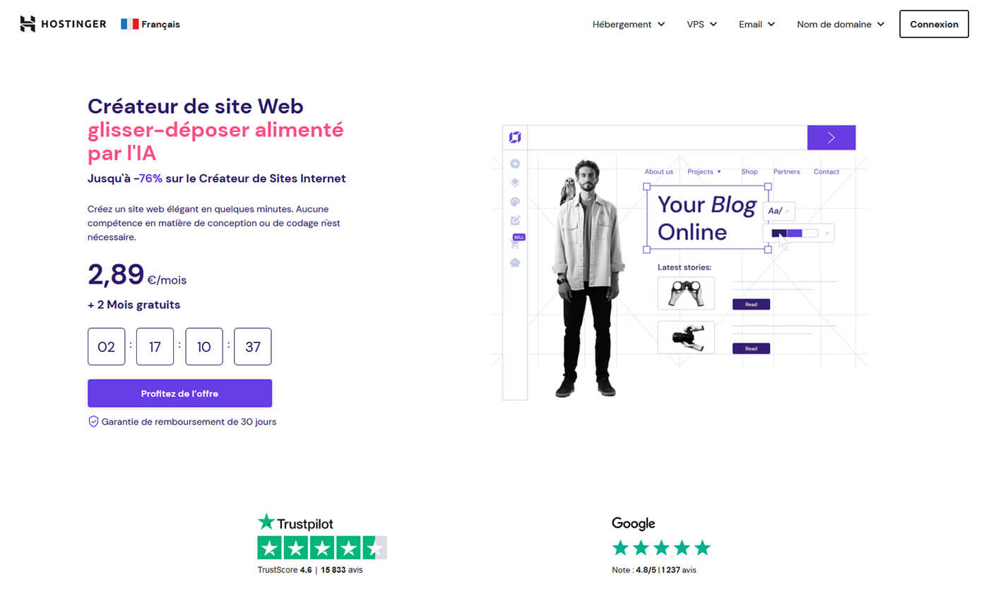Créateur site internet Hostinger
